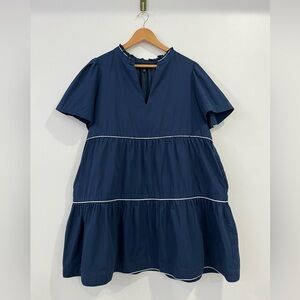 Sugarlips Navy Candace Tiered Mini Dress XL Pockets Cotton